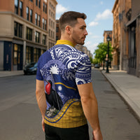 Magnificent Frigatebird Nauru Zipper Polo Shirt Pandanus Weaving Polynesian Pattern