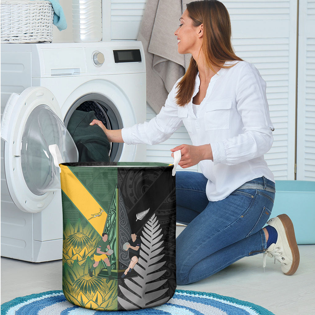 New Zealand and South Africa Rugby Laundry Basket Ultimate Rivalry All Black Springboks
