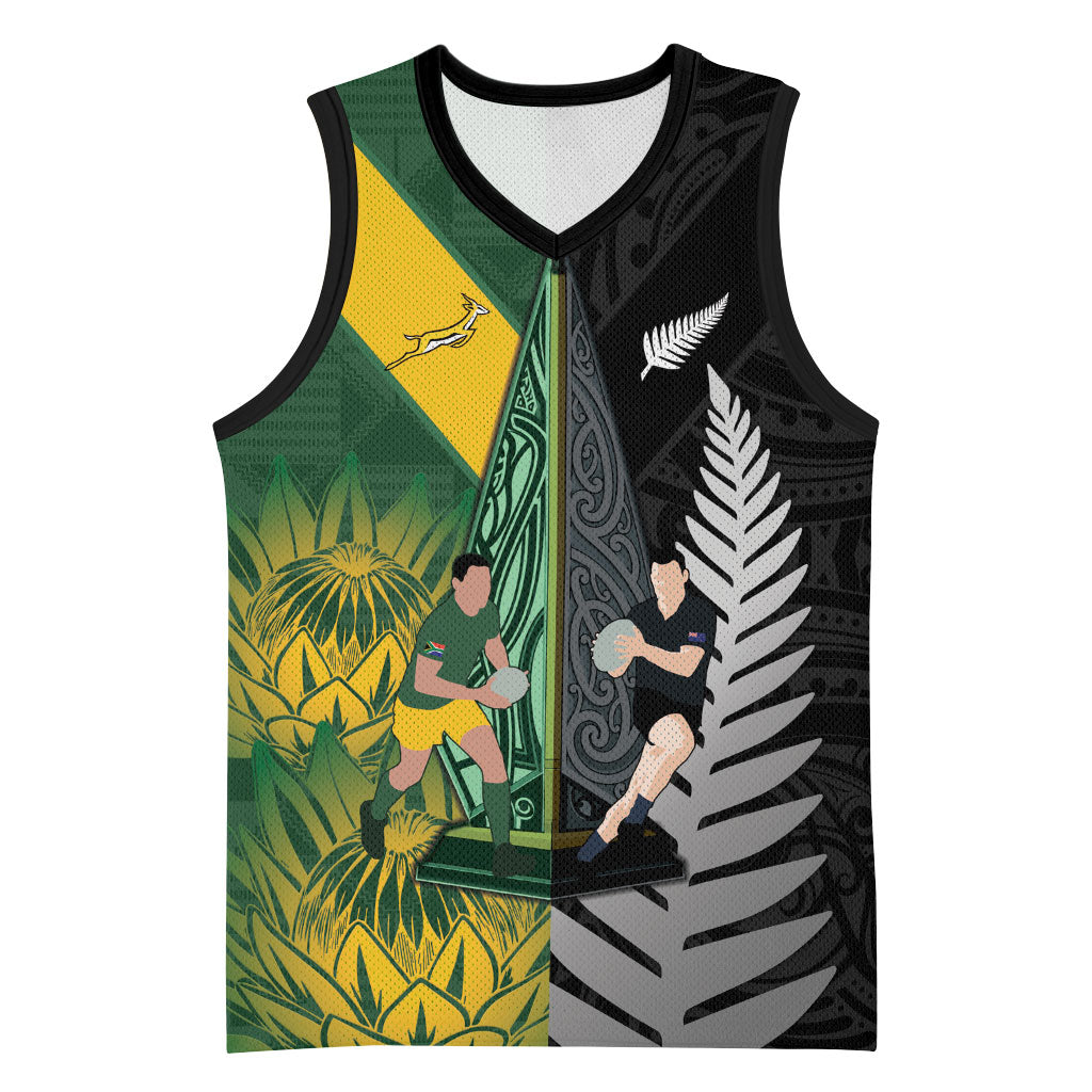 New Zealand and South Africa Rugby Custom Basketball Jersey Ultimate Rivalry All Black Springboks