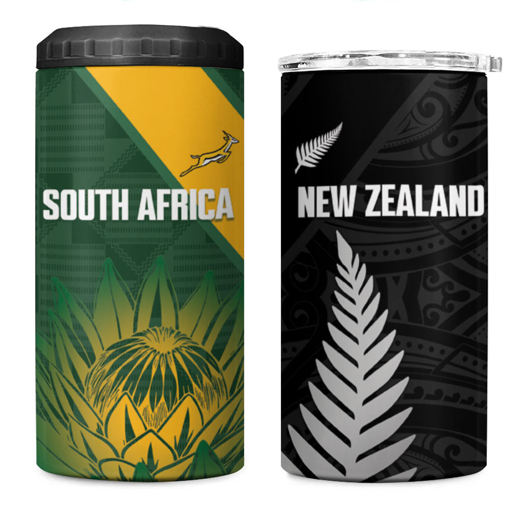 New Zealand and South Africa Rugby 4 in 1 Can Cooler Tumbler Ultimate Rivalry All Black Springboks