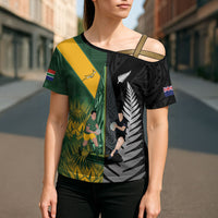 New Zealand and South Africa Rugby Custom Cross Shoulder Shirt Ultimate Rivalry All Black Springboks