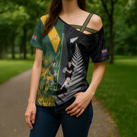 New Zealand and South Africa Rugby Custom Cross Shoulder Shirt Ultimate Rivalry All Black Springboks
