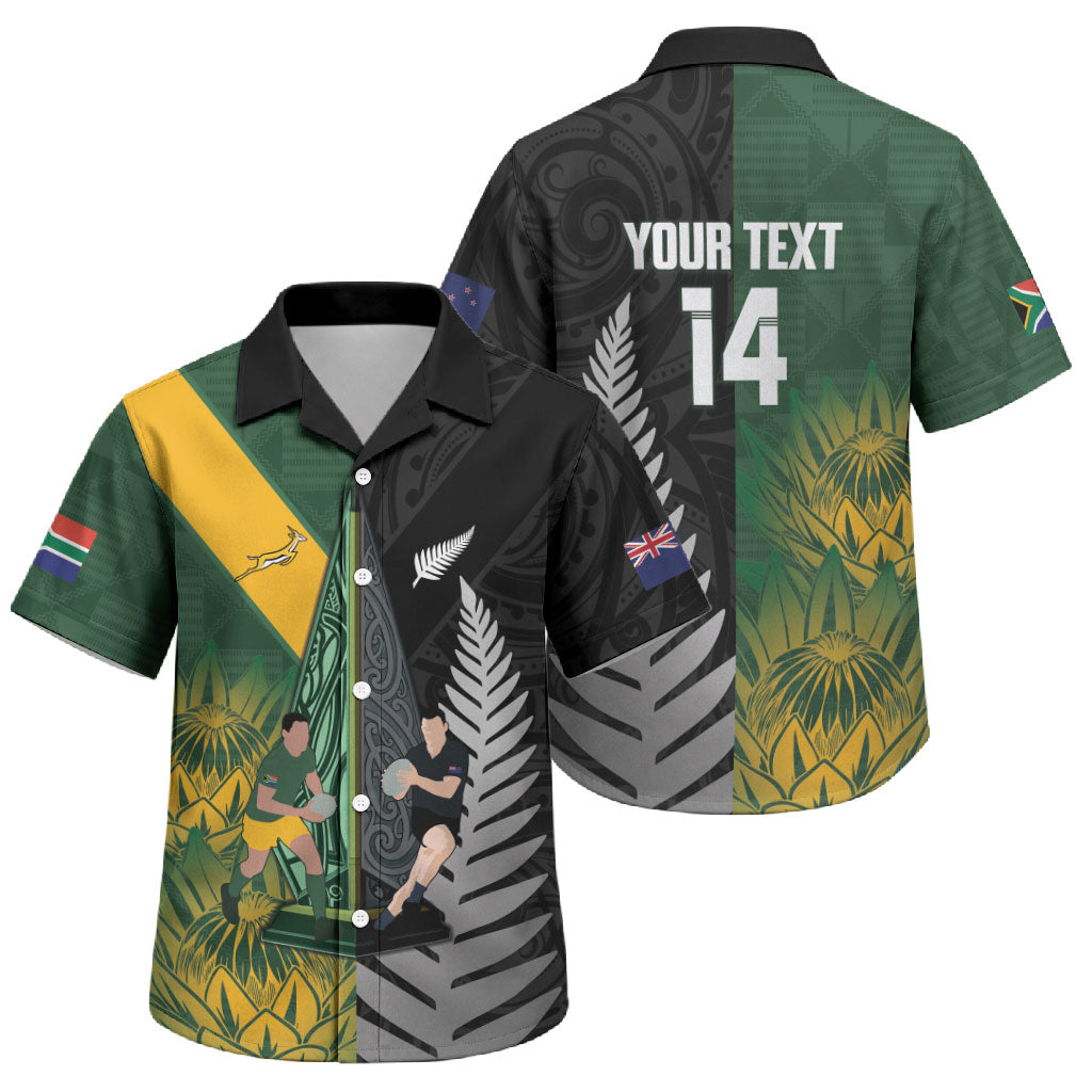 New Zealand and South Africa Rugby Custom Family Matching Off The Shoulder Long Sleeve Dress and Hawaiian Shirt Ultimate Rivalry All Black Springboks