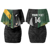 New Zealand and South Africa Rugby Custom Family Matching Off Shoulder Short Dress and Hawaiian Shirt Ultimate Rivalry All Black Springboks