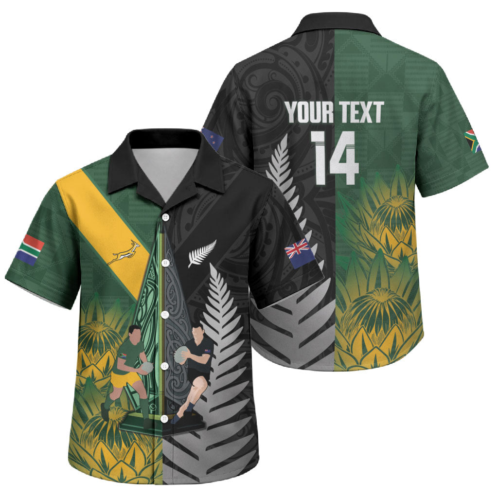 New Zealand and South Africa Rugby Custom Family Matching Summer Maxi Dress and Hawaiian Shirt Ultimate Rivalry All Black Springboks