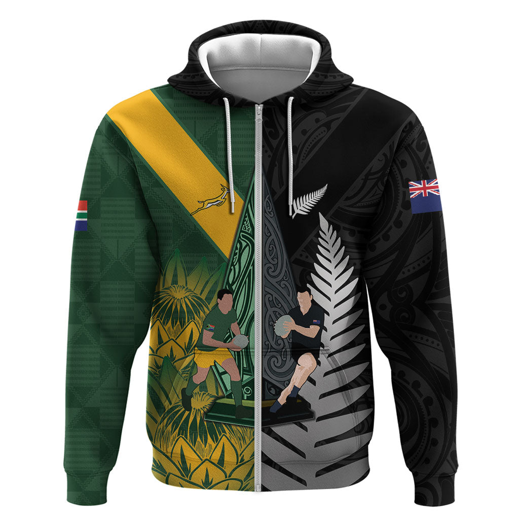 New Zealand and South Africa Rugby Custom Hoodie Ultimate Rivalry All Black Springboks