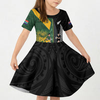 New Zealand and South Africa Rugby Custom Kid Short Sleeve Dress Ultimate Rivalry All Black Springboks