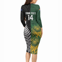 New Zealand and South Africa Rugby Custom Long Sleeve Bodycon Dress Ultimate Rivalry All Black Springboks