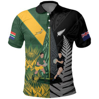 New Zealand and South Africa Rugby Custom Polo Shirt Ultimate Rivalry All Black Springboks