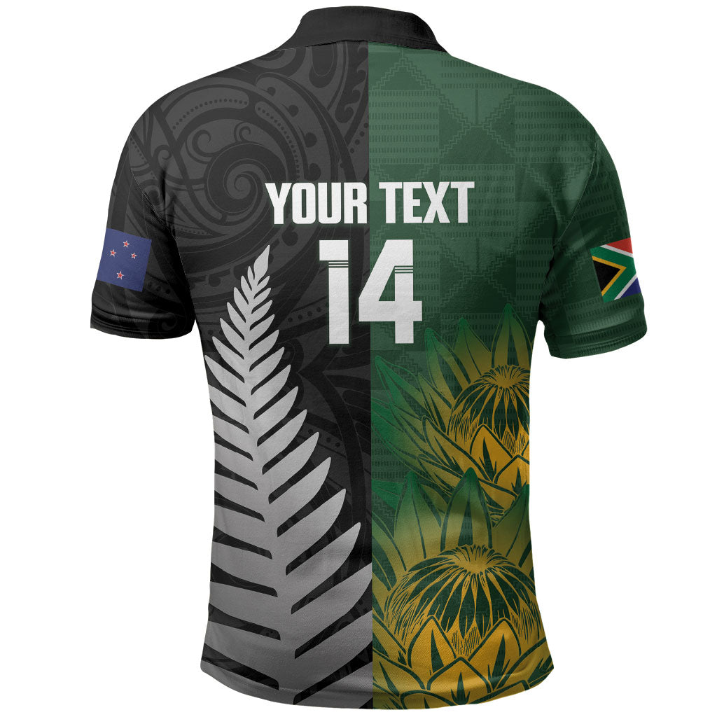 New Zealand and South Africa Rugby Custom Polo Shirt Ultimate Rivalry All Black Springboks