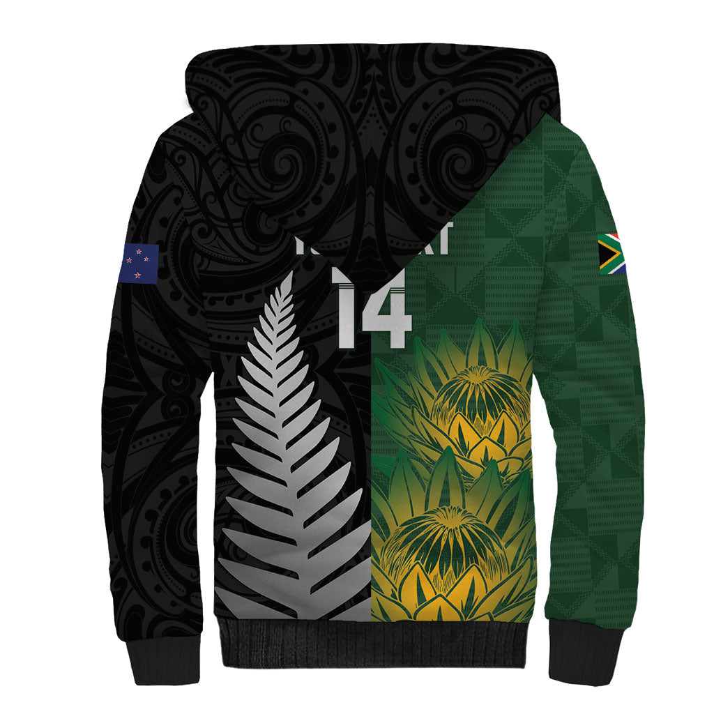 New Zealand and South Africa Rugby Custom Sherpa Hoodie Ultimate Rivalry All Black Springboks