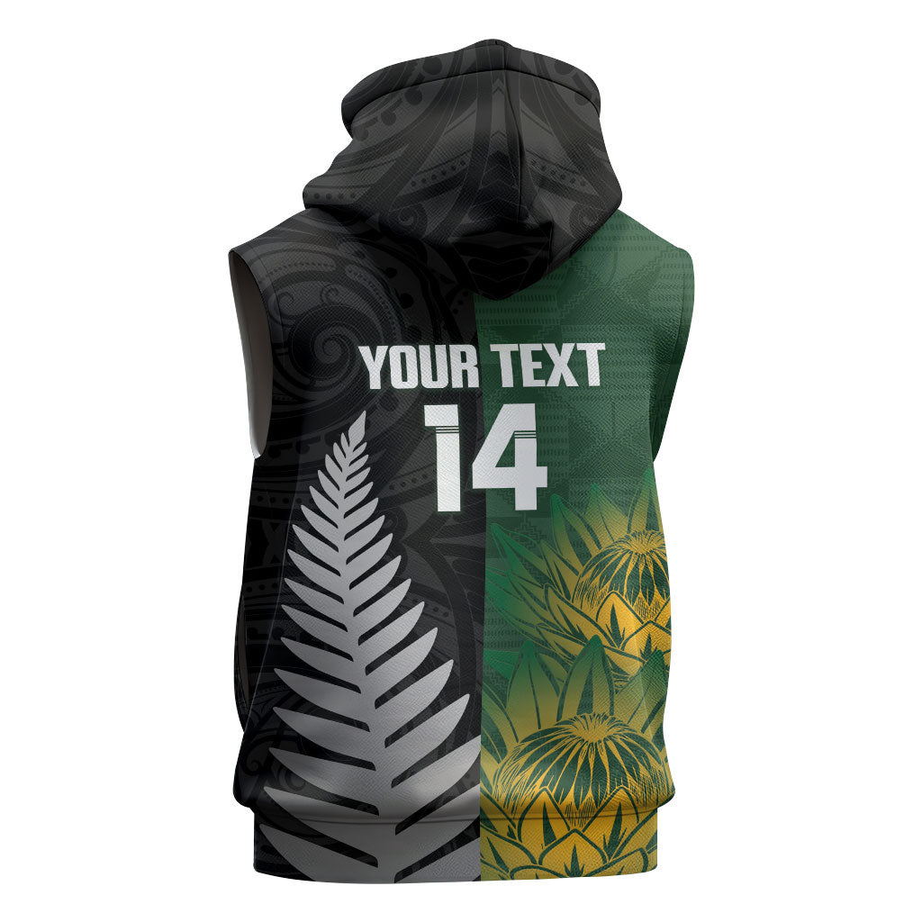 New Zealand and South Africa Rugby Custom Sleeveless Zip Hoodie Ultimate Rivalry All Black Springboks