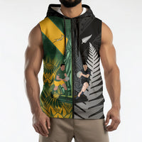 New Zealand and South Africa Rugby Custom Sleeveless Zip Hoodie Ultimate Rivalry All Black Springboks