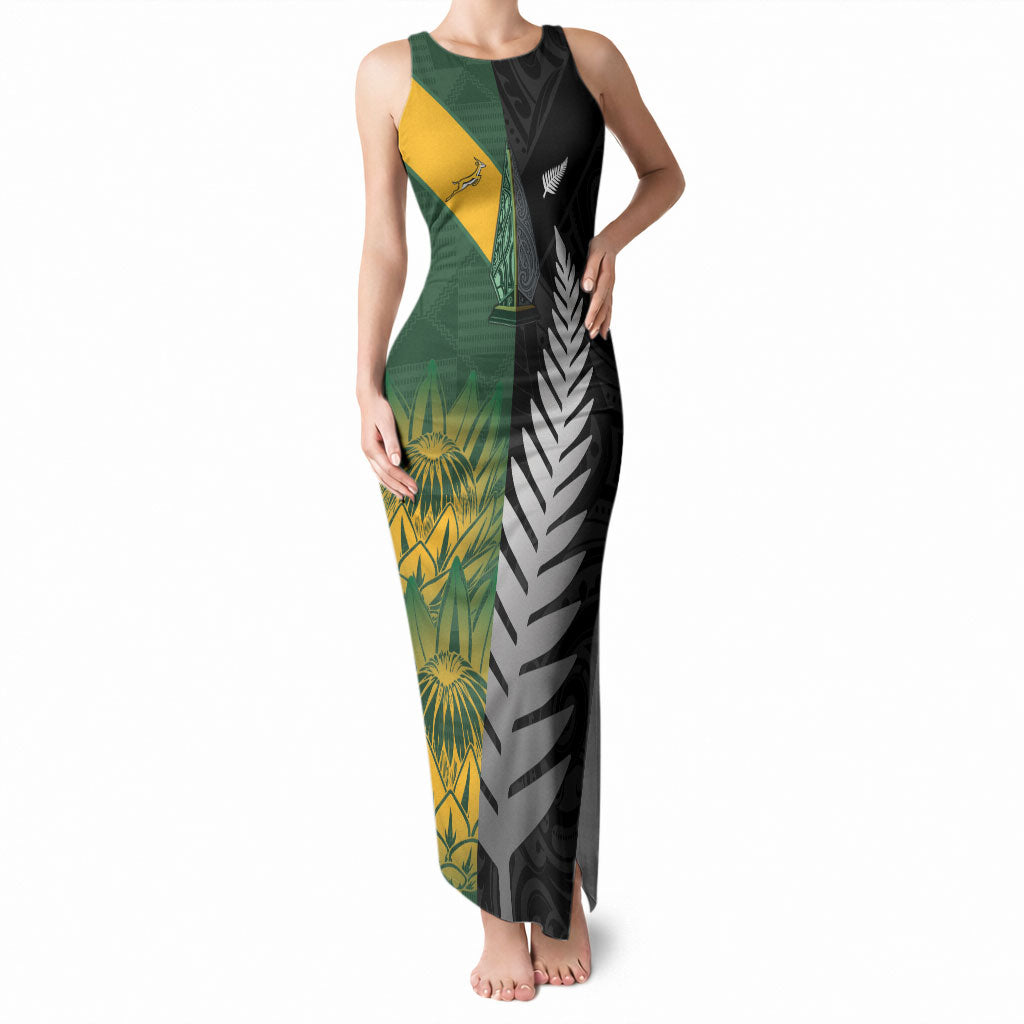 New Zealand and South Africa Rugby Custom Tank Maxi Dress Ultimate Rivalry All Black Springboks