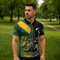 New Zealand and South Africa Rugby Custom Zipper Polo Shirt Ultimate Rivalry All Black Springboks