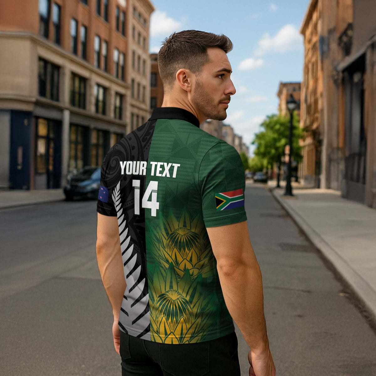 New Zealand and South Africa Rugby Custom Zipper Polo Shirt Ultimate Rivalry All Black Springboks