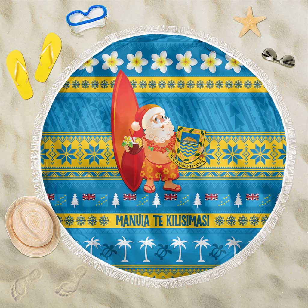 Tuvalu Christmas Beach Blanket Cute Santa Manuia te Kilisimasi - Polynesian Pride