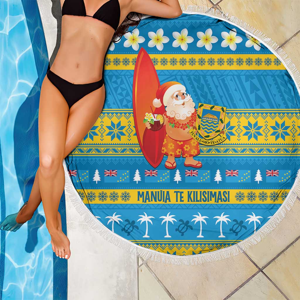 Tuvalu Christmas Beach Blanket Cute Santa Manuia te Kilisimasi - Polynesian Pride