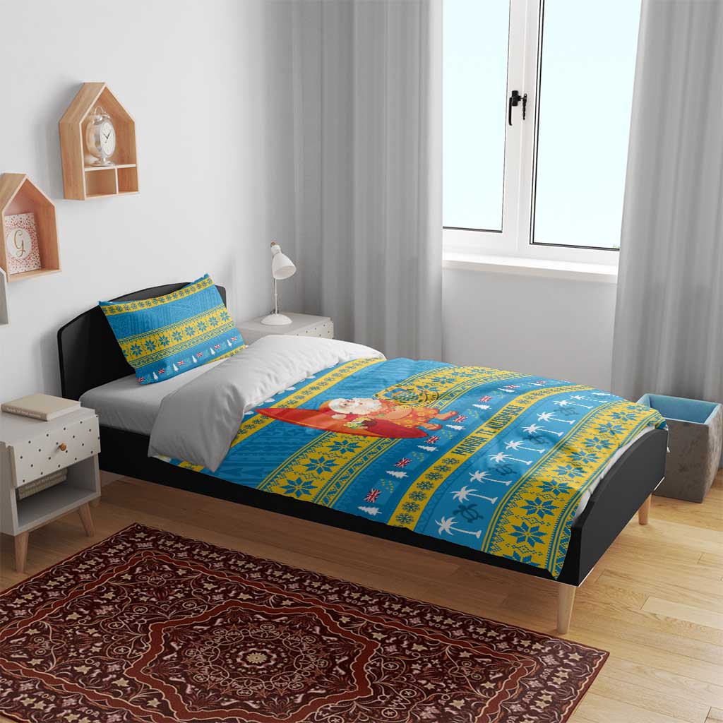 Tuvalu Christmas Bedding Set Cute Santa Manuia te Kilisimasi - Polynesian Pride