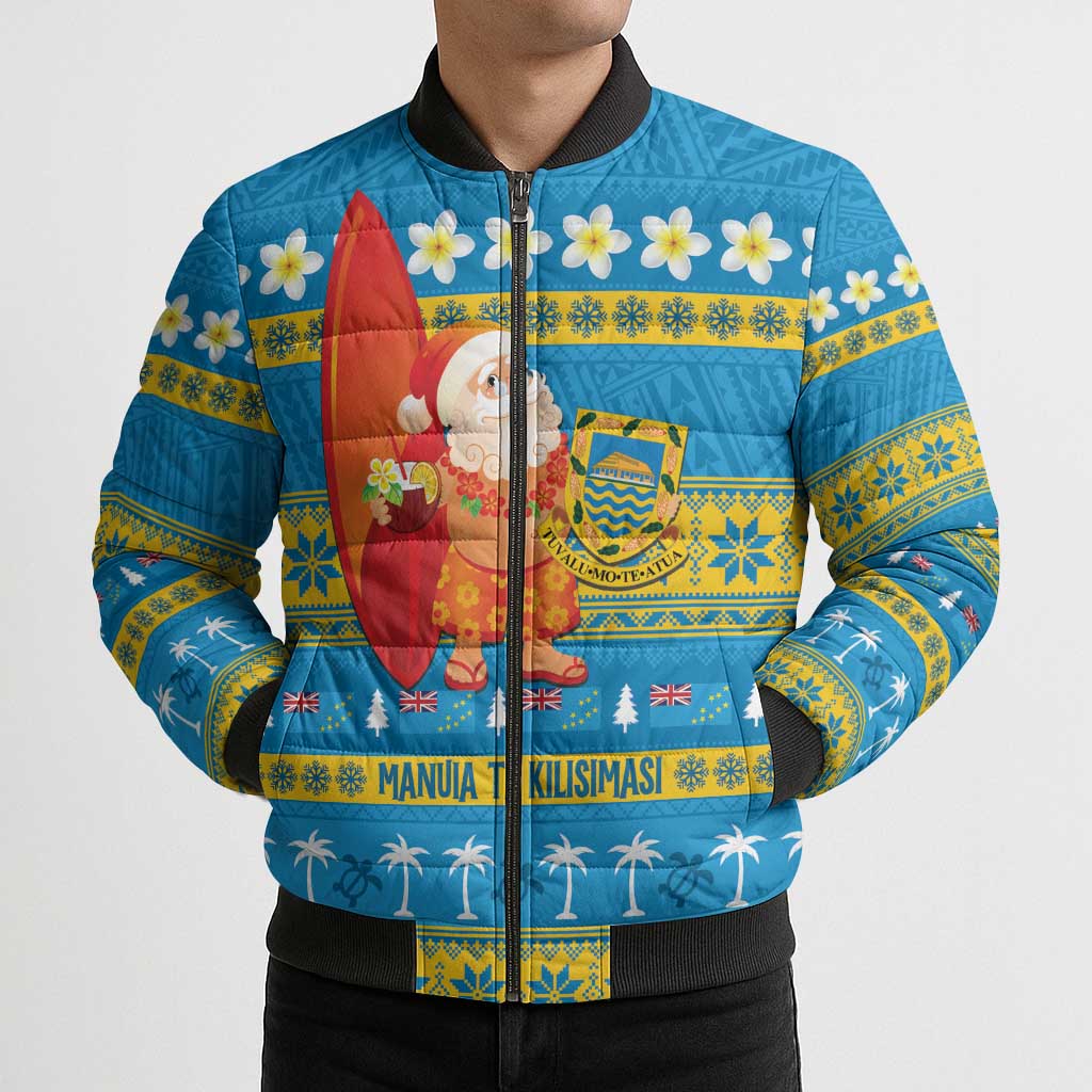 Tuvalu Christmas Bomber Puffer Jacket Cute Santa Manuia te Kilisimasi - Polynesian Pride