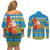 Tuvalu Christmas Couples Matching Off Shoulder Short Dress and Long Sleeve Button Shirt Cute Santa Manuia te Kilisimasi - Polynesian Pride