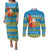 Tuvalu Christmas Couples Matching Puletasi and Long Sleeve Button Shirt Cute Santa Manuia te Kilisimasi - Polynesian Pride