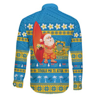Tuvalu Christmas Family Matching Long Sleeve Bodycon Dress and Hawaiian Shirt Cute Santa Manuia te Kilisimasi - Polynesian Pride