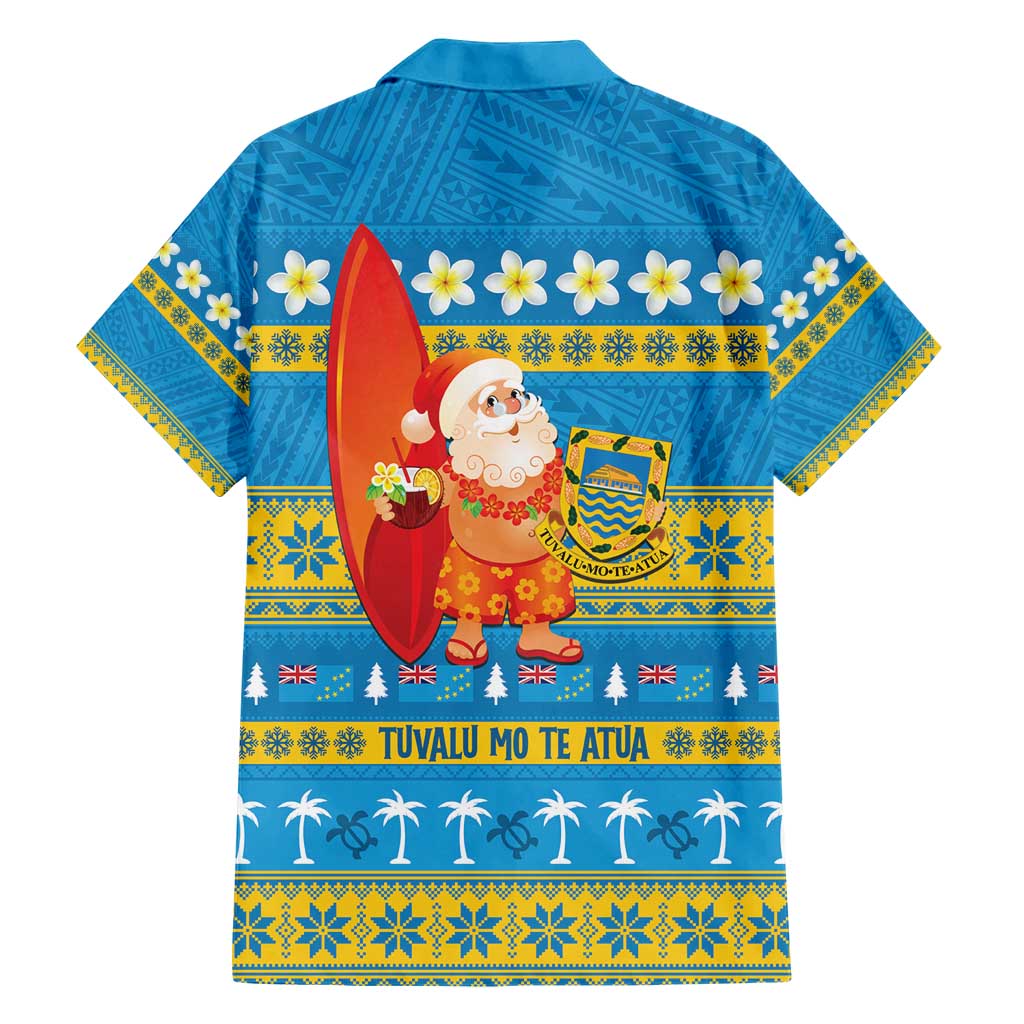 Tuvalu Christmas Family Matching Short Sleeve Bodycon Dress and Hawaiian Shirt Cute Santa Manuia te Kilisimasi - Polynesian Pride