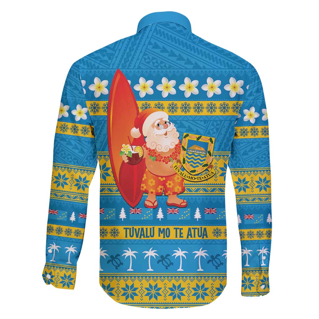 Tuvalu Christmas Family Matching Short Sleeve Bodycon Dress and Hawaiian Shirt Cute Santa Manuia te Kilisimasi - Polynesian Pride