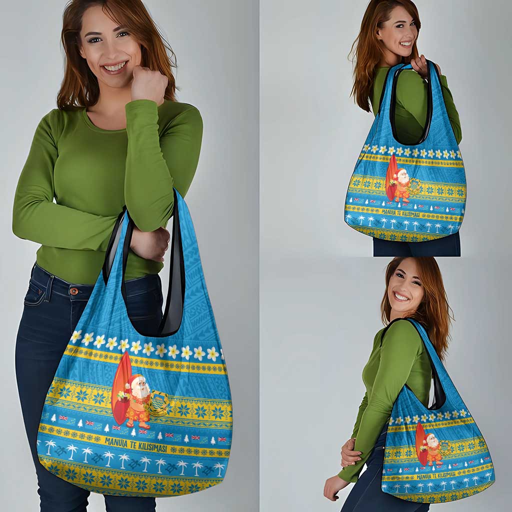 Tuvalu Christmas Grocery Bag Cute Santa Manuia te Kilisimasi - Polynesian Pride