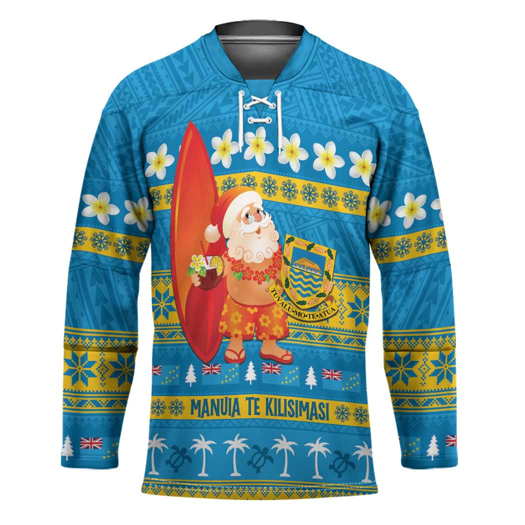 Tuvalu Christmas Hockey Jersey Cute Santa Manuia te Kilisimasi - Polynesian Pride