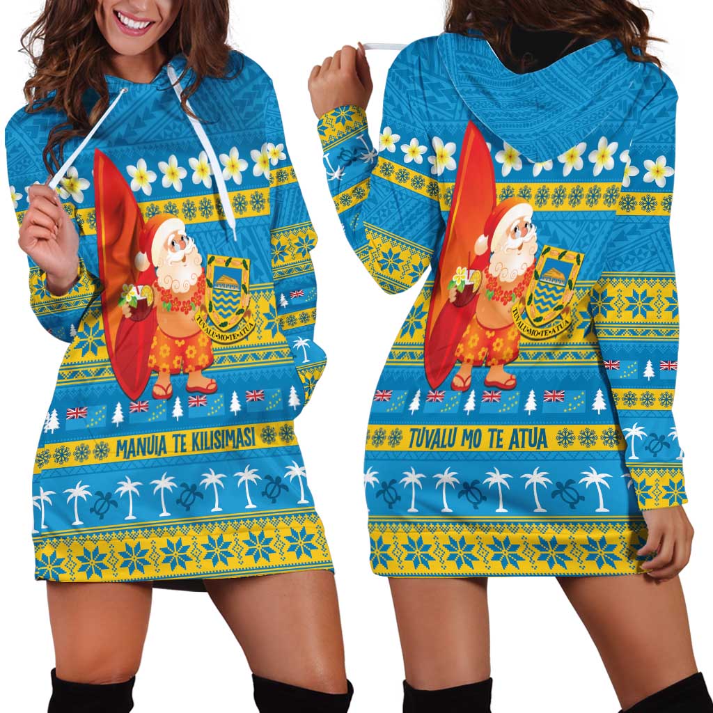Tuvalu Christmas Hoodie Dress Cute Santa Manuia te Kilisimasi - Polynesian Pride
