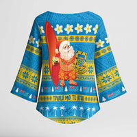 Tuvalu Christmas Kimono Sleeve Blouse Cute Santa Manuia te Kilisimasi - Polynesian Pride