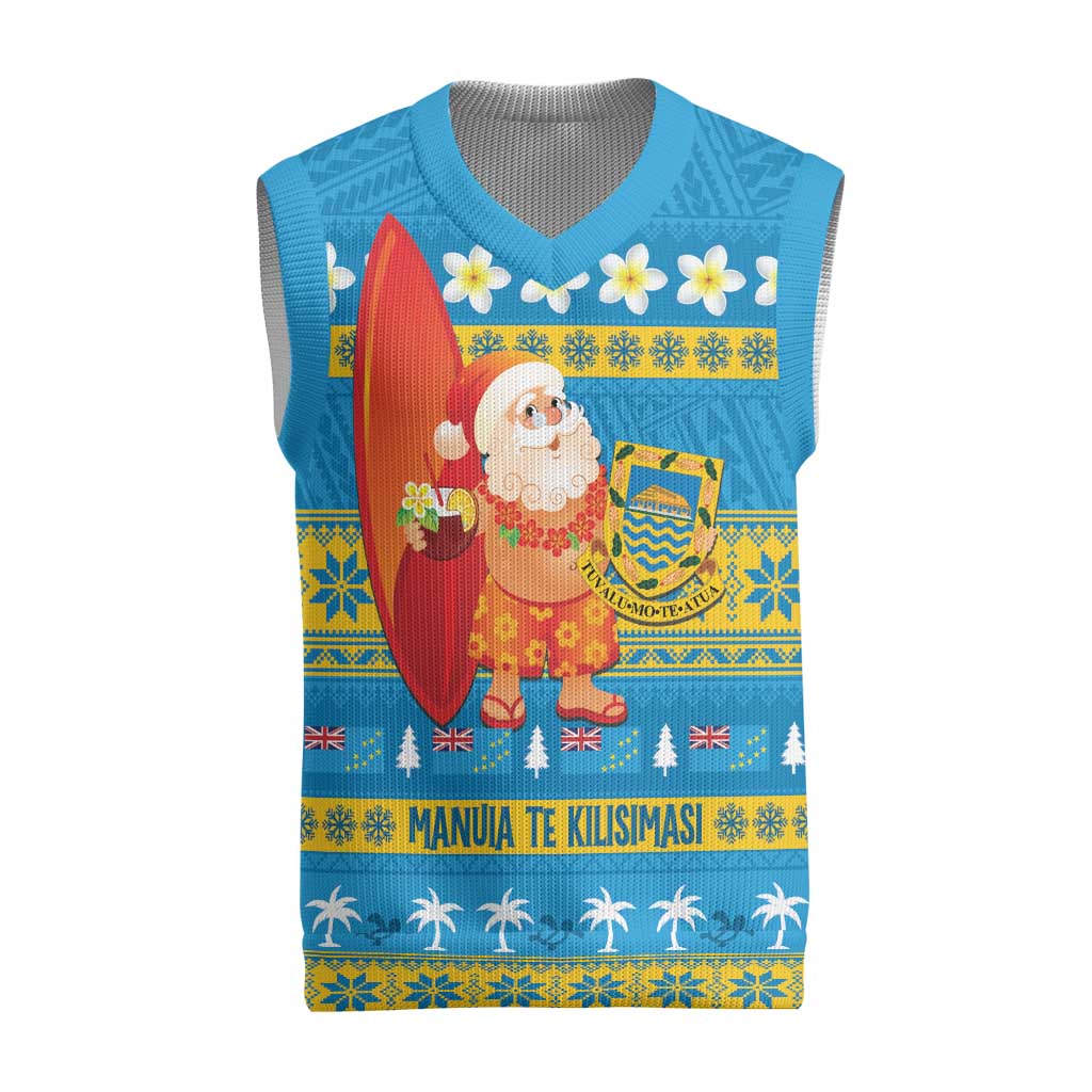 Tuvalu Christmas Knitted V-Neck Vest Cute Santa Manuia te Kilisimasi - Polynesian Pride