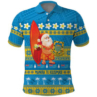 Tuvalu Christmas Polo Shirt Cute Santa Manuia te Kilisimasi - Polynesian Pride