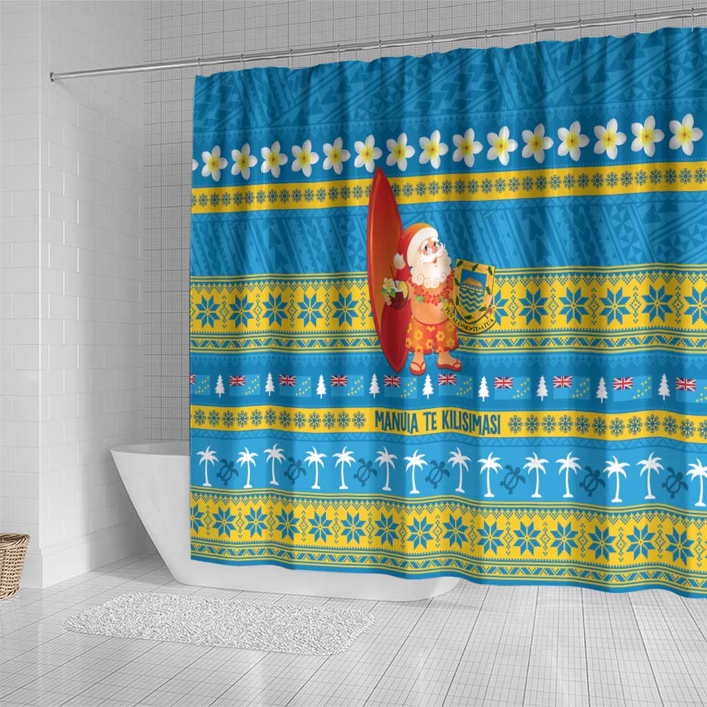 Tuvalu Christmas Shower Curtain Cute Santa Manuia te Kilisimasi - Polynesian Pride