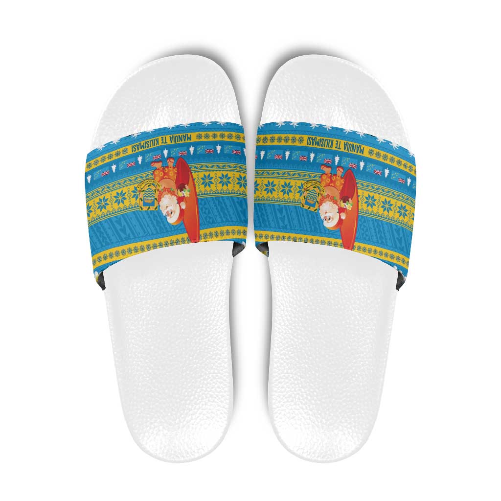 Tuvalu Christmas Slide Sandals Cute Santa Manuia te Kilisimasi - Polynesian Pride