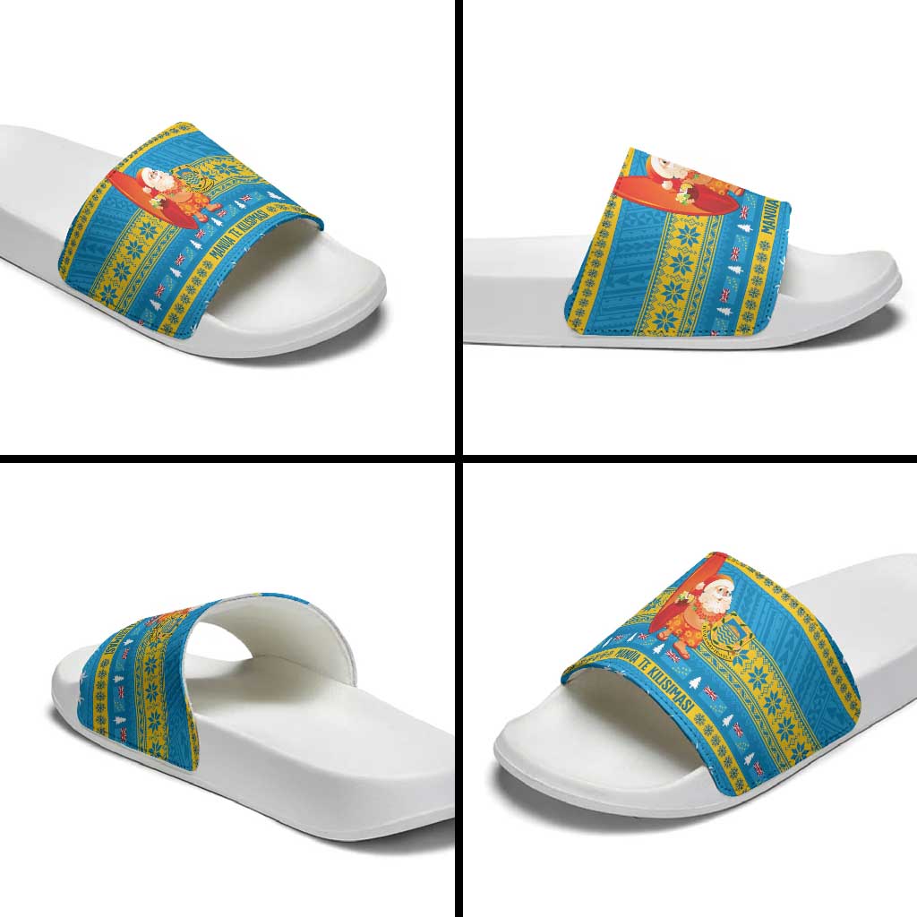 Tuvalu Christmas Slide Sandals Cute Santa Manuia te Kilisimasi - Polynesian Pride