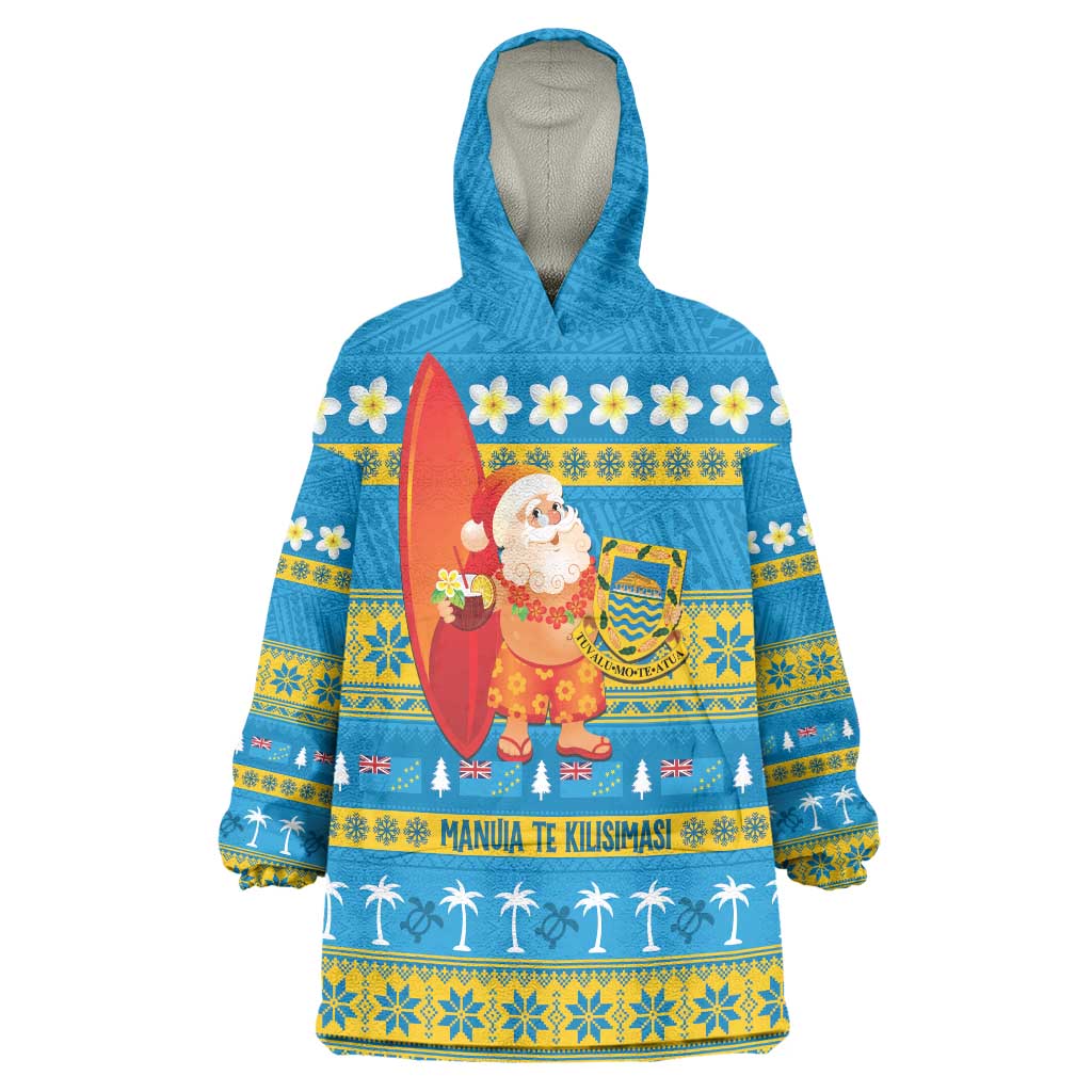 Tuvalu Christmas Wearable Blanket Hoodie Cute Santa Manuia te Kilisimasi - Polynesian Pride