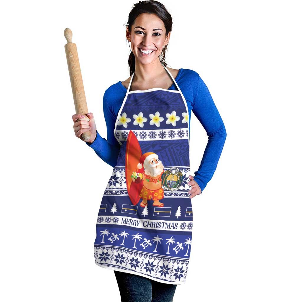 Nauru Christmas Apron Cute Santa Coat Of Arms Merry Xmas - Polynesian Pride