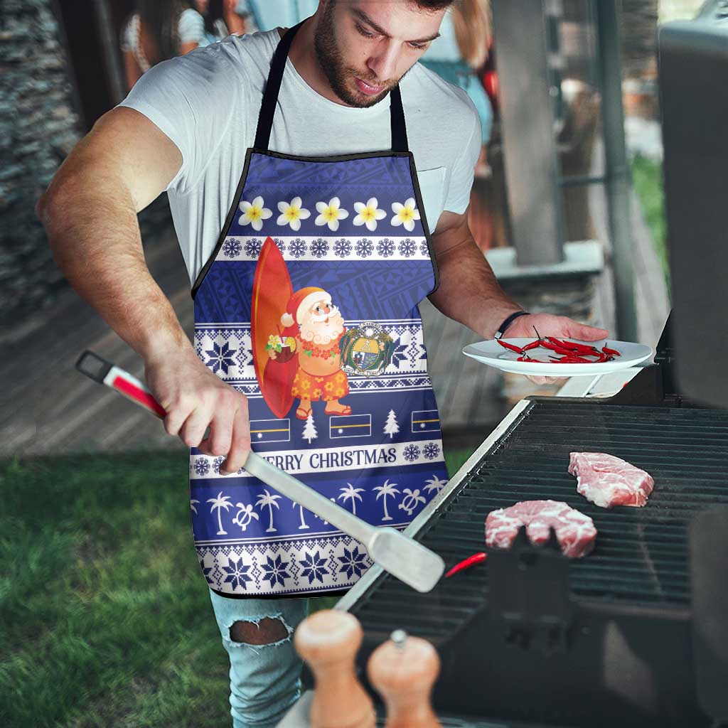 Nauru Christmas Apron Cute Santa Coat Of Arms Merry Xmas - Polynesian Pride