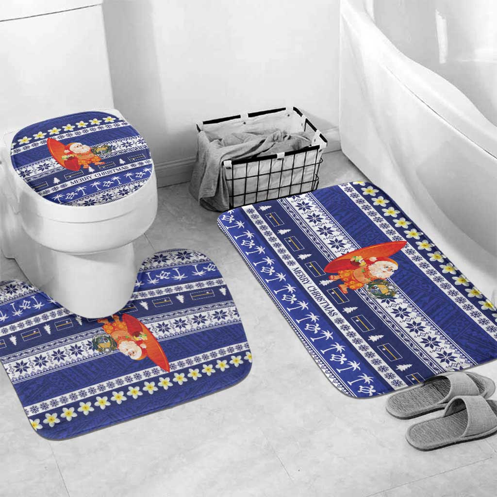 Nauru Christmas Bathroom Set Cute Santa Coat Of Arms Merry Xmas - Polynesian Pride