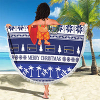 Nauru Christmas Beach Blanket Cute Santa Coat Of Arms Merry Xmas - Polynesian Pride