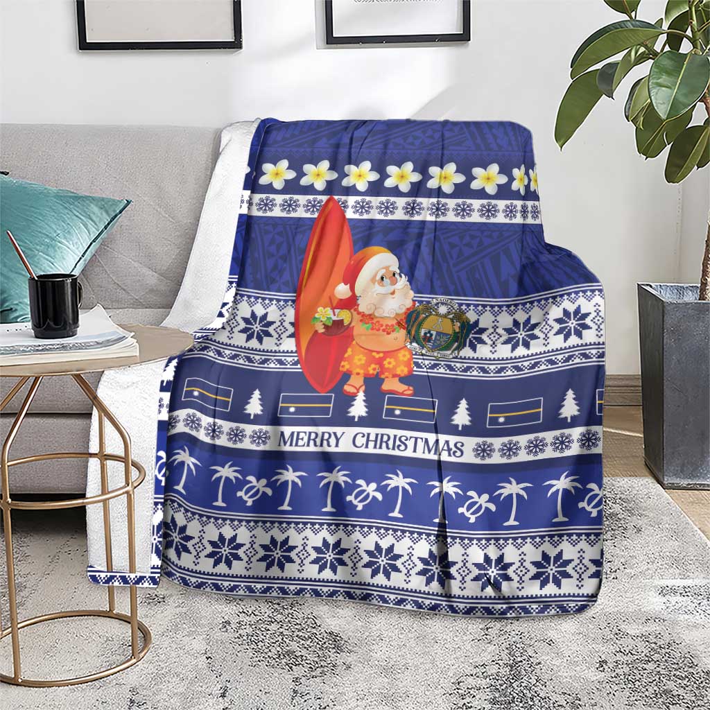 Nauru Christmas Blanket Cute Santa Coat Of Arms Merry Xmas - Polynesian Pride