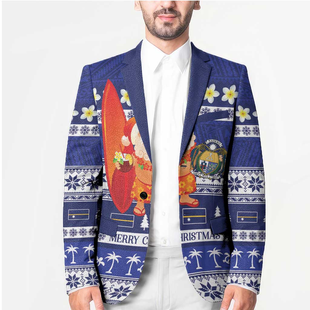 Nauru Christmas Blazer Cute Santa Coat Of Arms Merry Xmas - Polynesian Pride