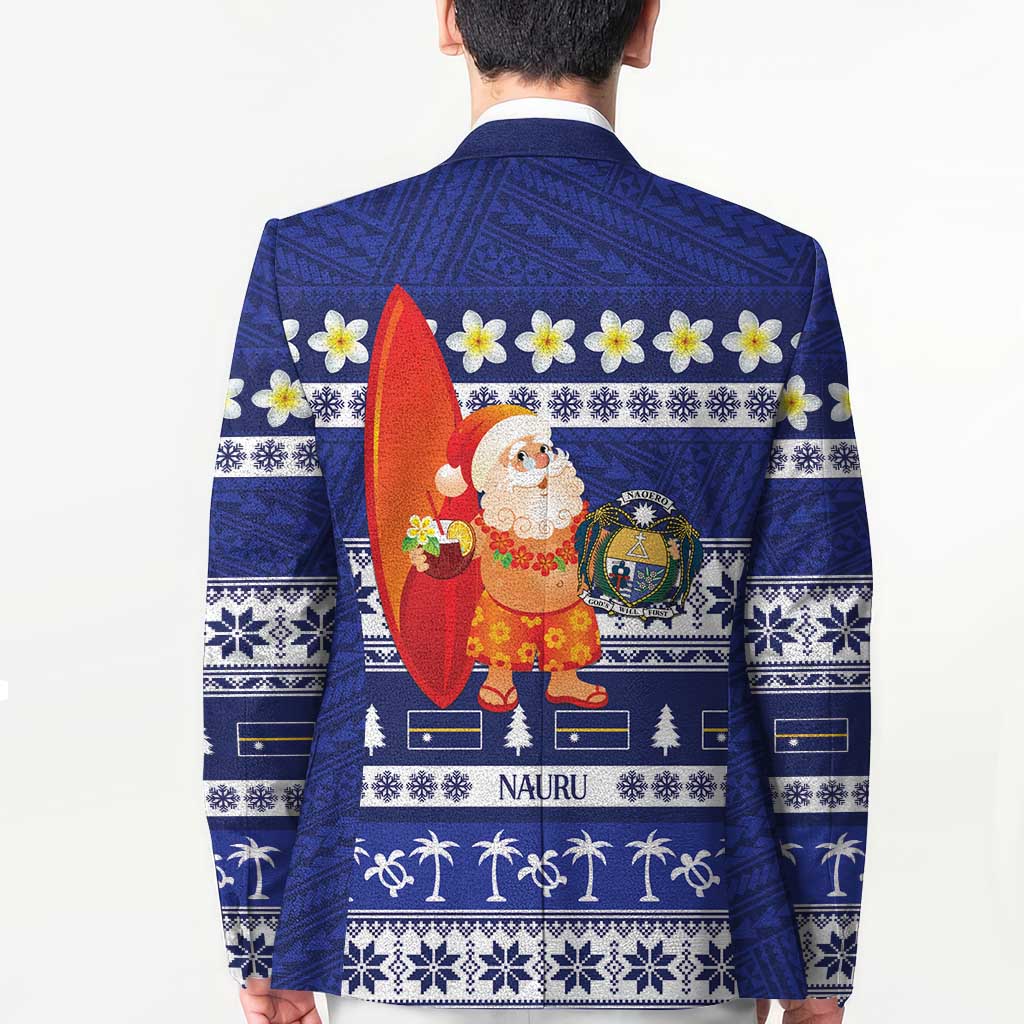 Nauru Christmas Blazer Cute Santa Coat Of Arms Merry Xmas - Polynesian Pride