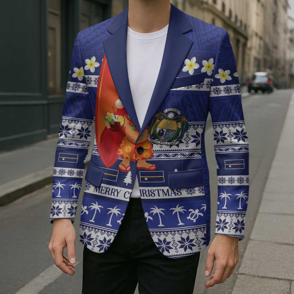 Nauru Christmas Blazer Cute Santa Coat Of Arms Merry Xmas - Polynesian Pride