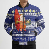 Nauru Christmas Bomber Puffer Jacket Cute Santa Coat Of Arms Merry Xmas - Polynesian Pride