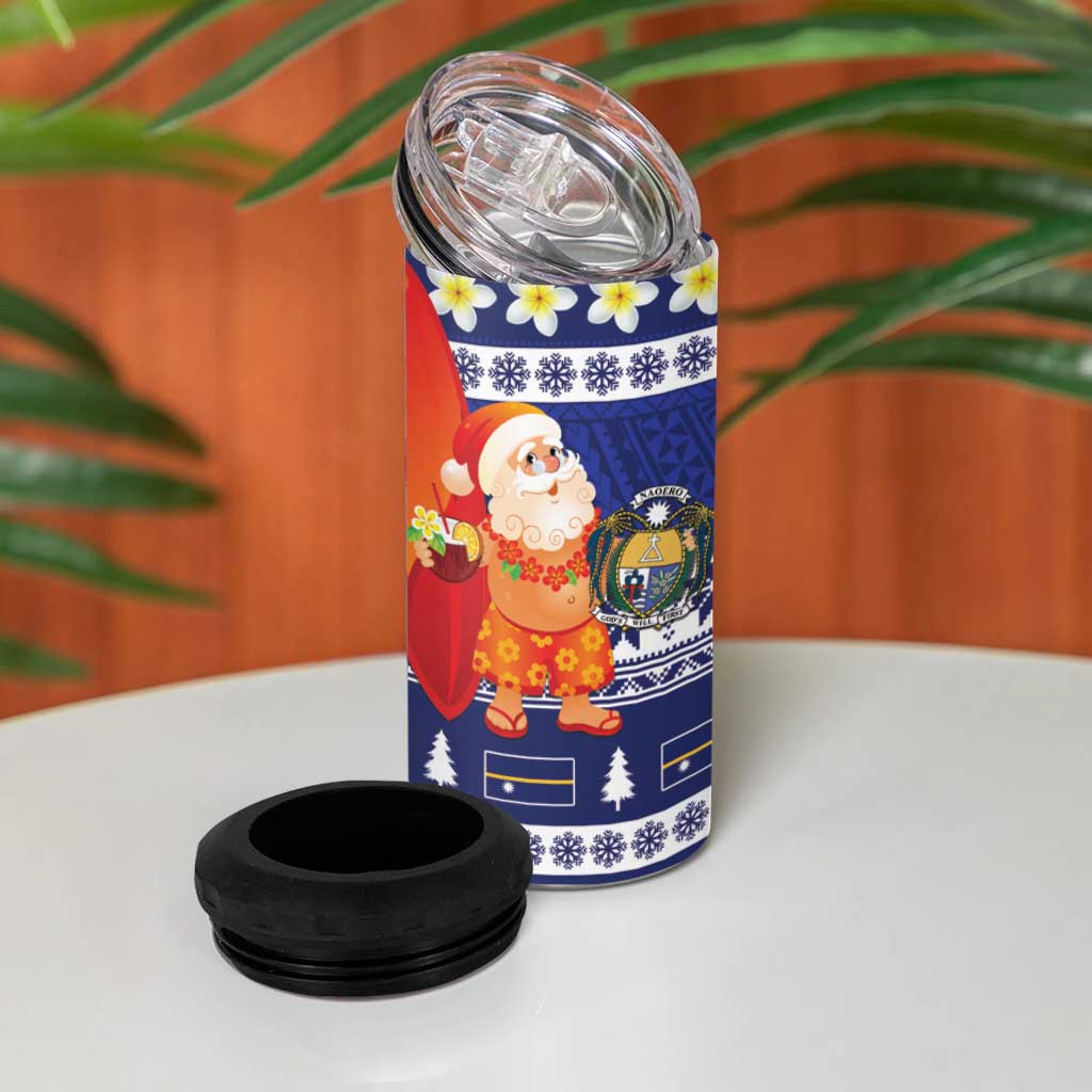 Nauru Christmas 4 in 1 Can Cooler Tumbler Cute Santa Coat Of Arms Merry Xmas - Polynesian Pride