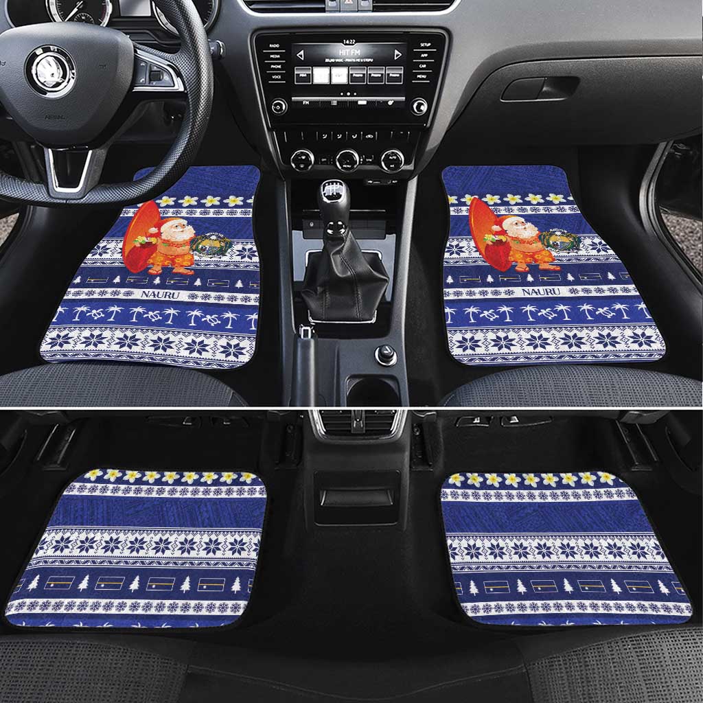 Nauru Christmas Car Mats Cute Santa Coat Of Arms Merry Xmas - Polynesian Pride